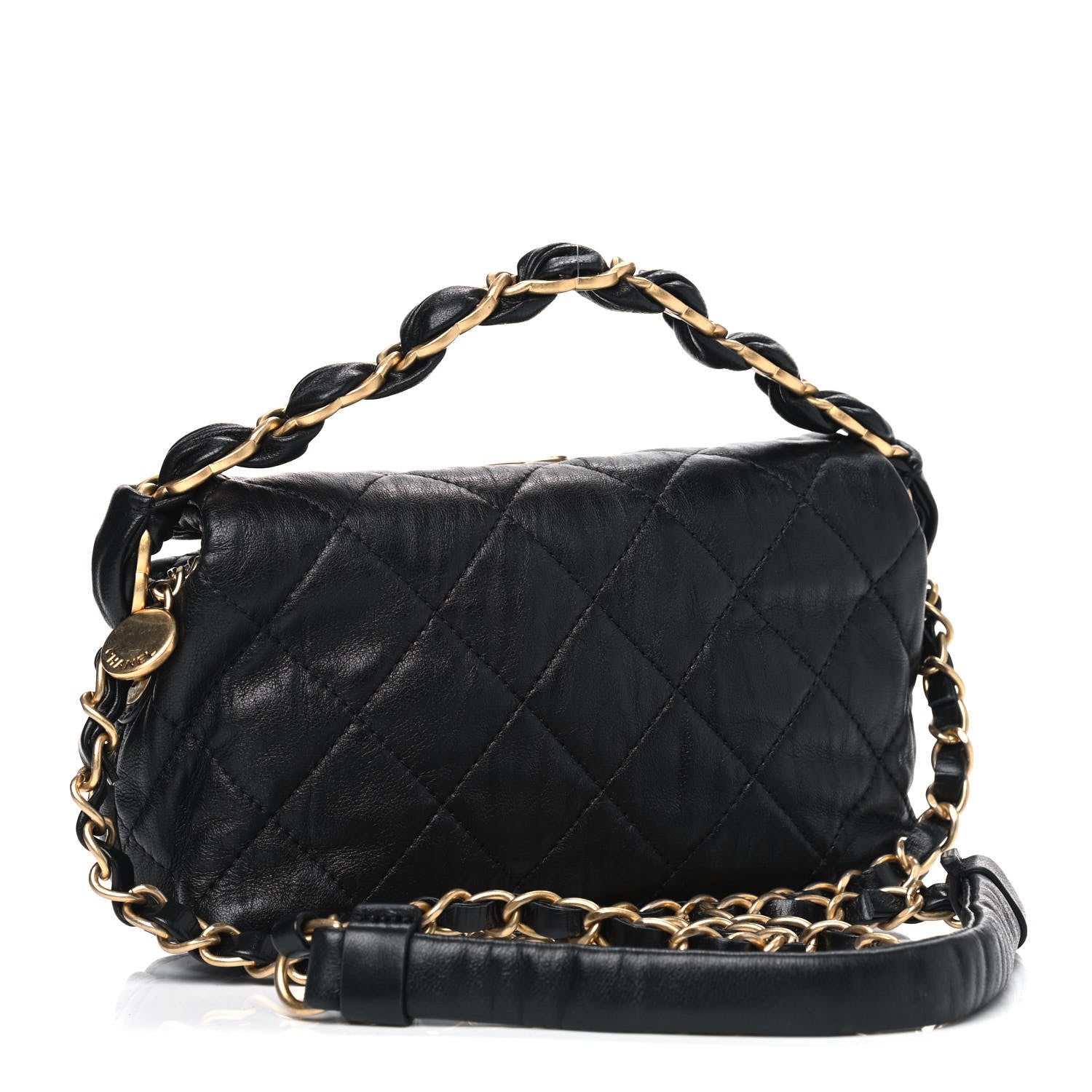Chanel Crumpled Lambskin Quilted Small CC Links Shoulder Bag Black 2 of 5