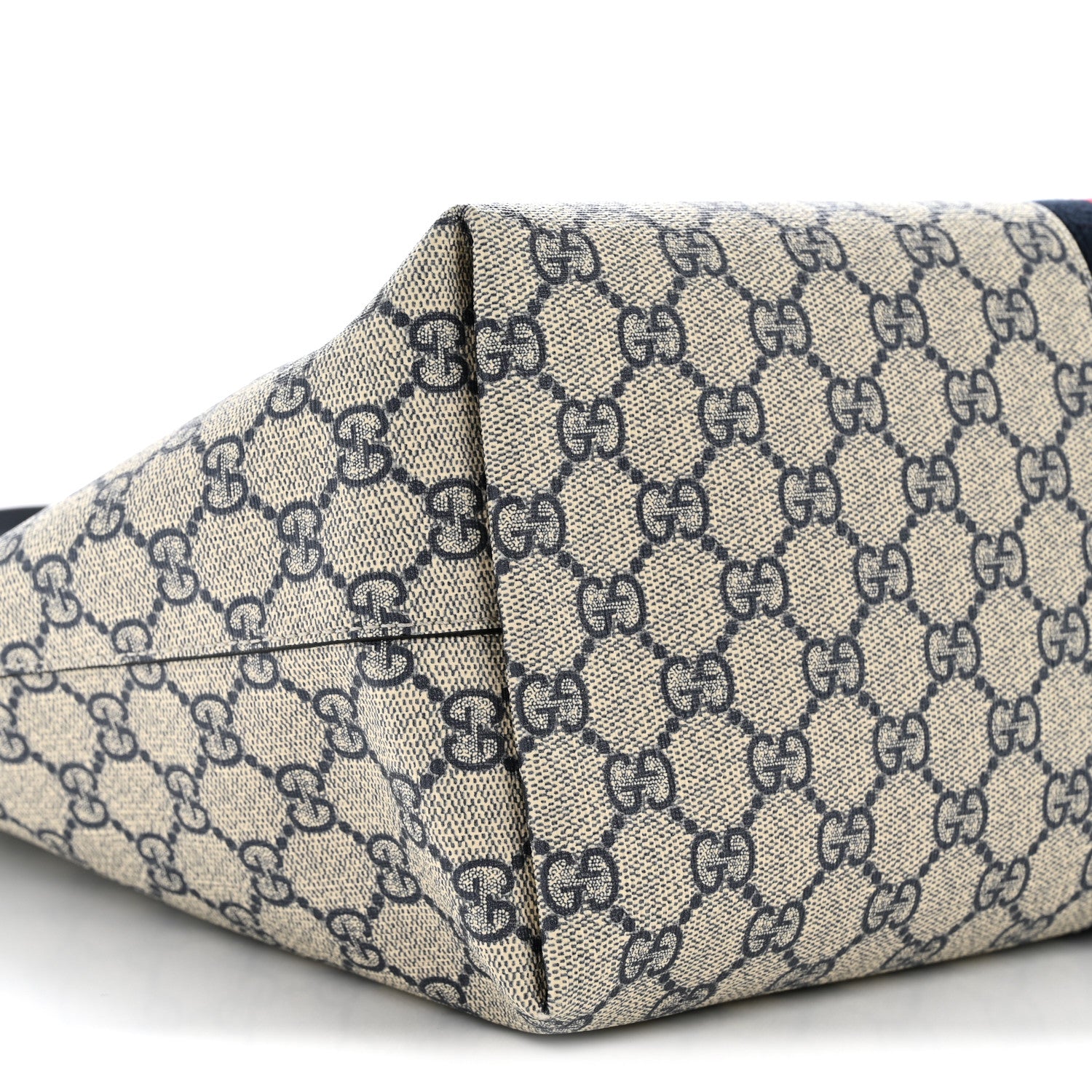 Gucci GG Supreme Monogram Textured Calfskin Web Medium Ophidia Shopping Tote Beige Blue 9 of 13