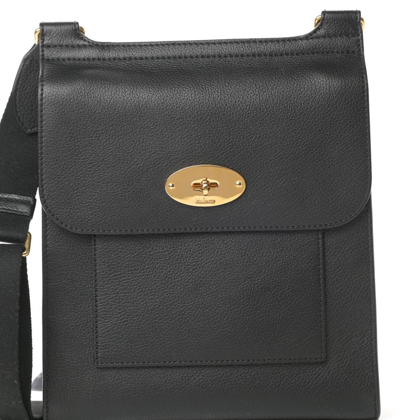 Natural Grain Calfskin Antony Messenger Crossbody Black