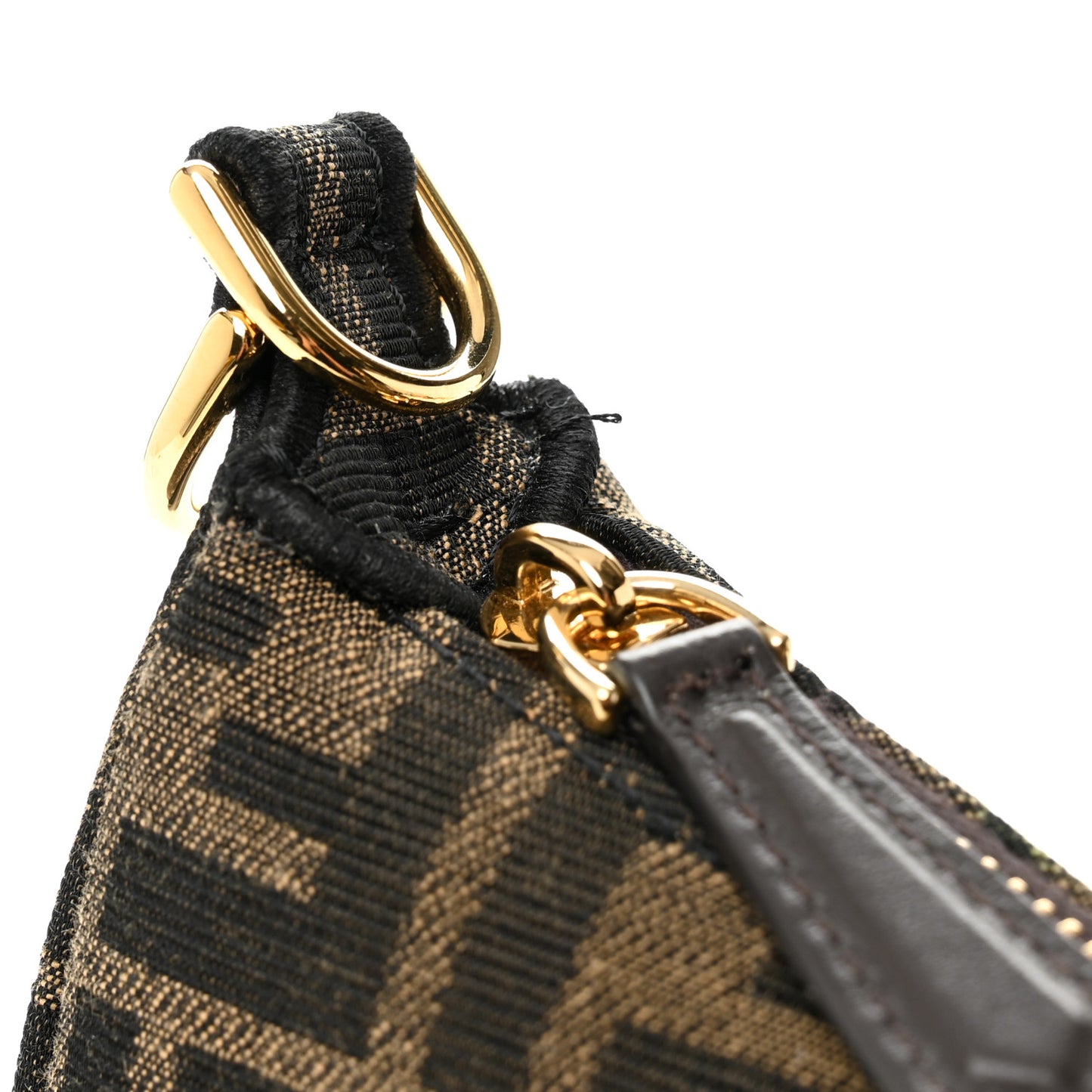 Fabric Jacquard Vitello Grace FF 1974 Mini Fendigraphy Hobo Bag Tobacco Moro Ebano