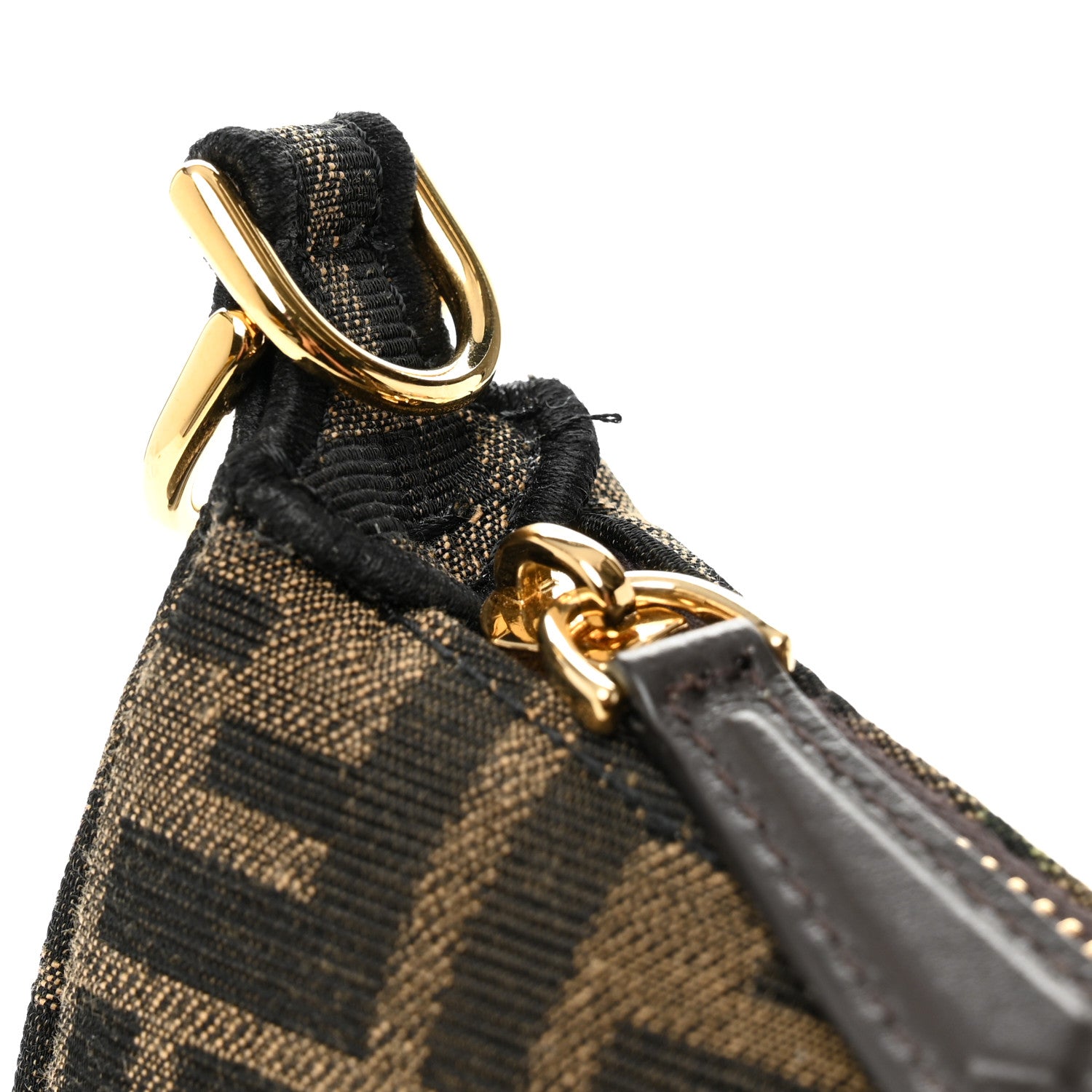 Fendi Fabric Jacquard Vitello Grace FF 1974 Mini Fendigraphy Hobo Bag Tobacco Moro Ebano 11 of 11