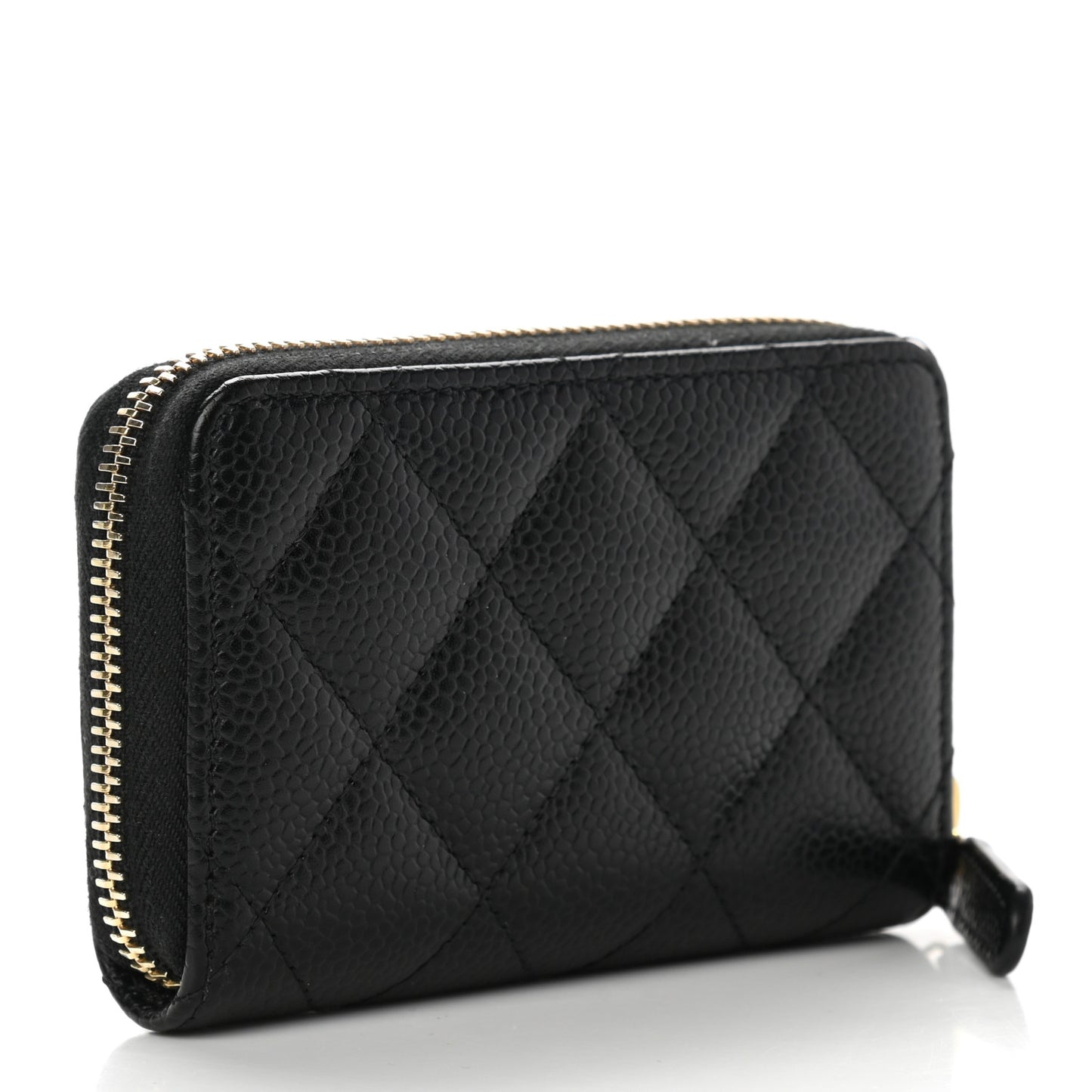 Caviar Quilted Zip Coin Purse Black