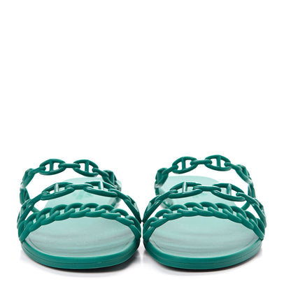 Hermes Rubber Chaine d'Ancre Rivage Sandals 38 Vert d'Ete 2 of 7