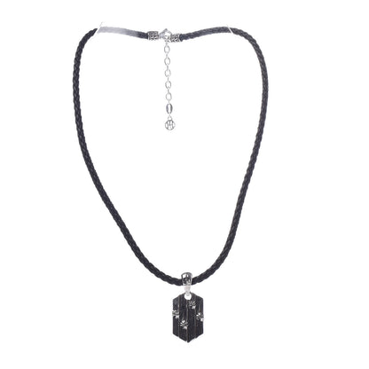 John Hardy Sterling Silver Braided Bamboo Pendant Necklace Black 3 of 6