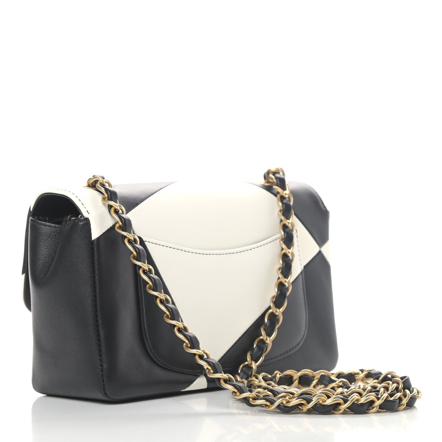 Chanel Lambskin Geometric Patchwork Mini Flap Black White 2 of 6