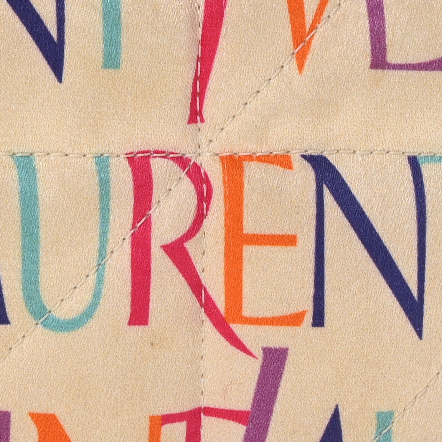 Saint Laurent Silk Carre Rive Gauche Print Patchwork Monogram Medium Jamie Multicolor White 8 of 10