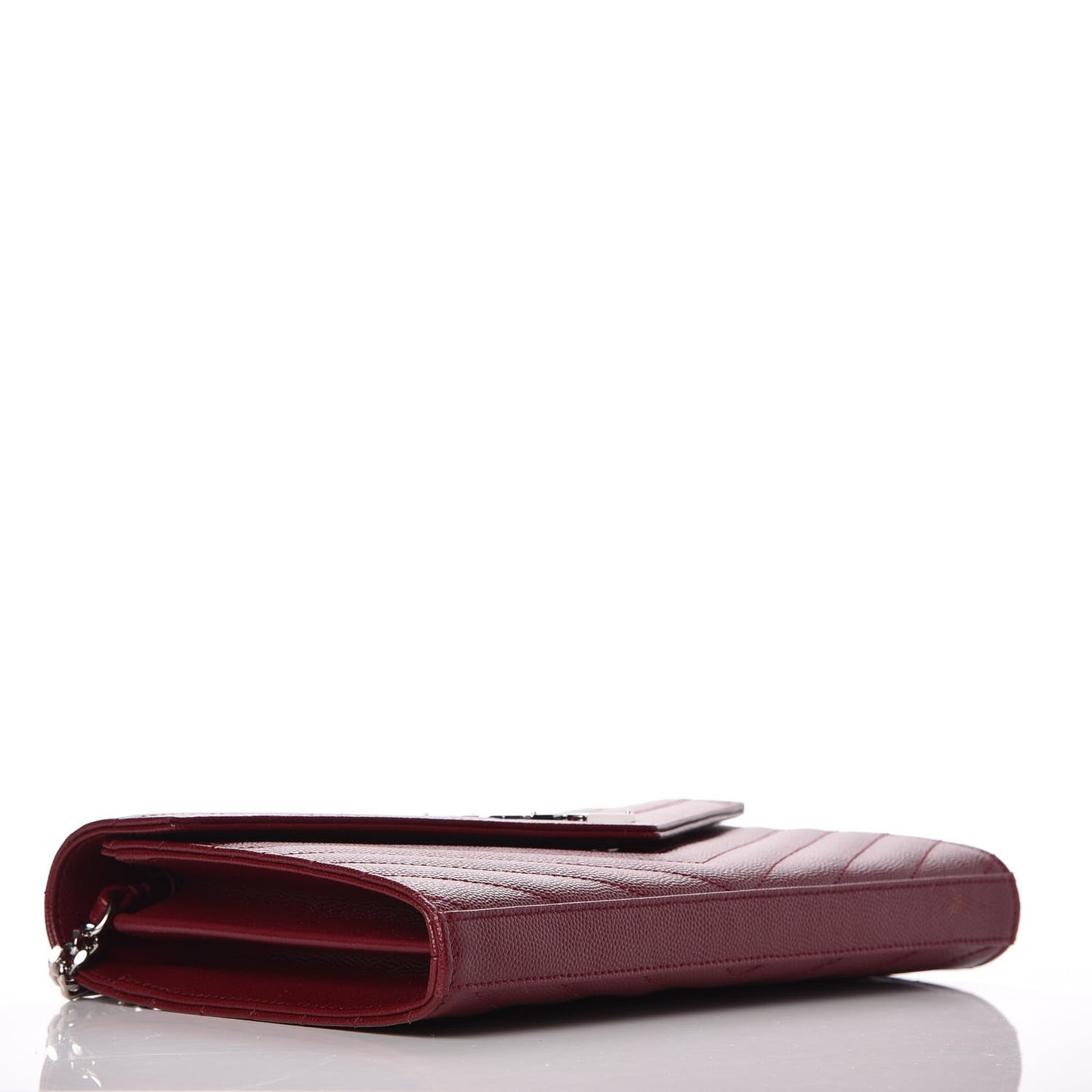 Grain De Poudre Matelasse Chevron Monogram Chain Wallet Palissandre