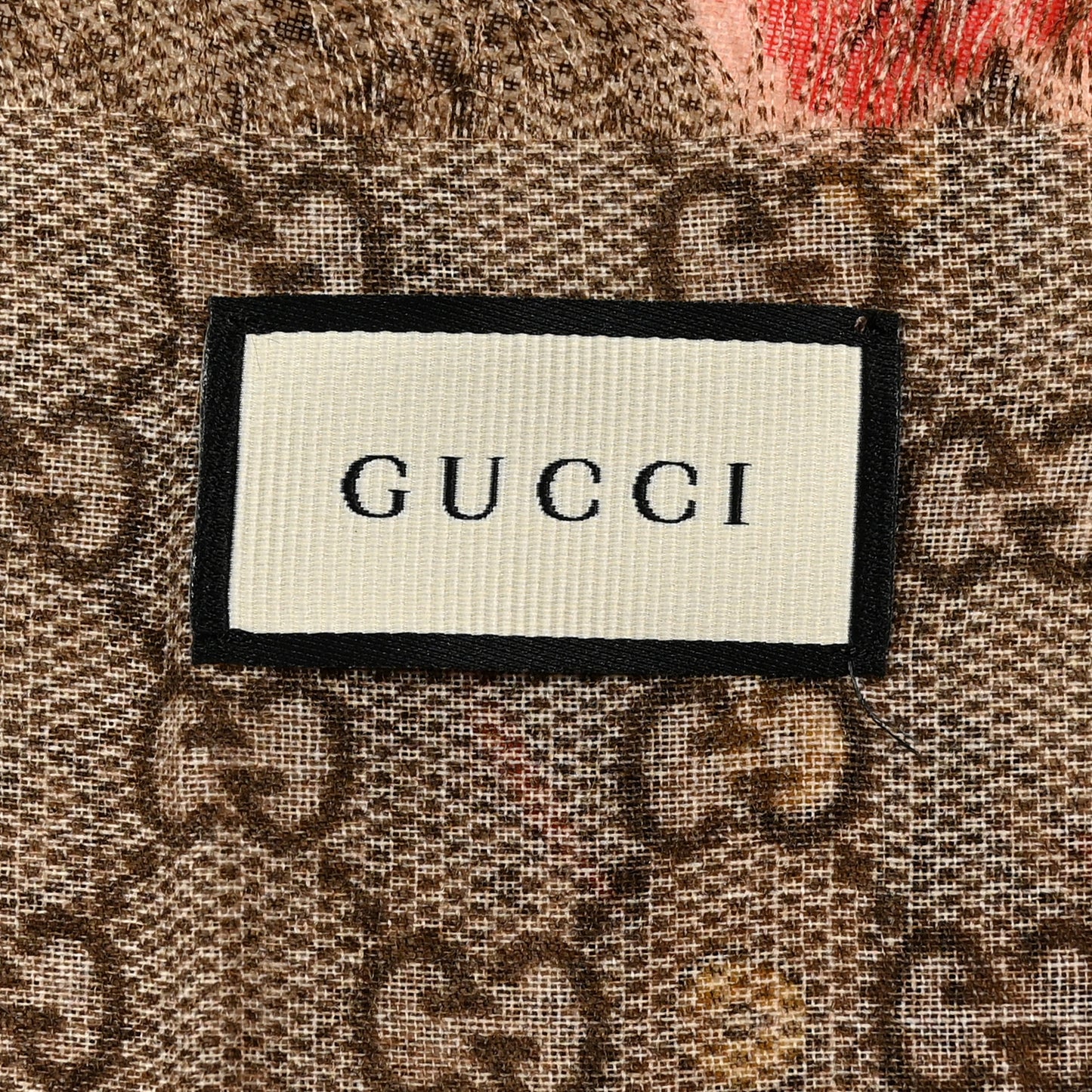 Wool Jacquard GG Monogram Big Panshie Fringe Shawl Roseate Beige