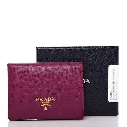 Prada Saffiano Metal Bi-Fold Wallet Ametista 8 of 8