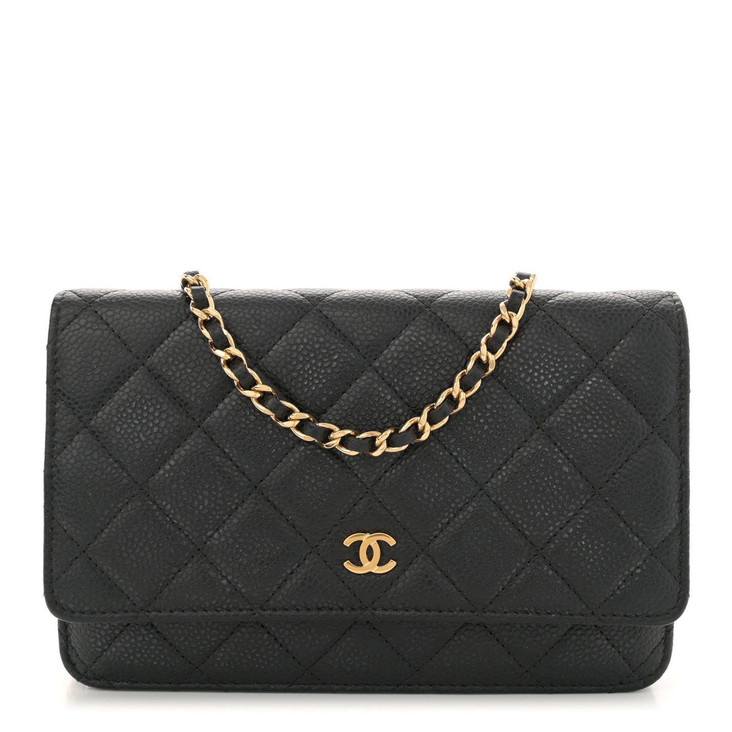 Caviar Quilted Wallet on Chain WOC Black