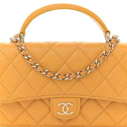 Chanel Lambskin Quilted Flap Phone Holder With Chain Yellow 9 of 14