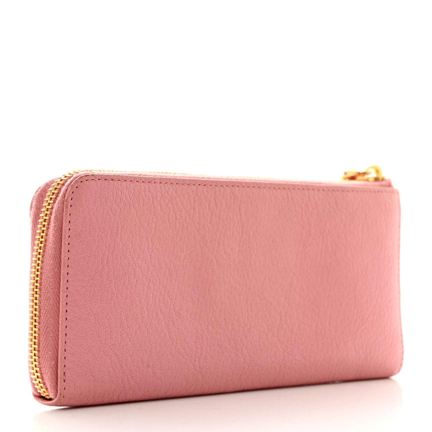 Miu Miu Goatskin Madras Zip Around Wallet Rosa 3 of 9