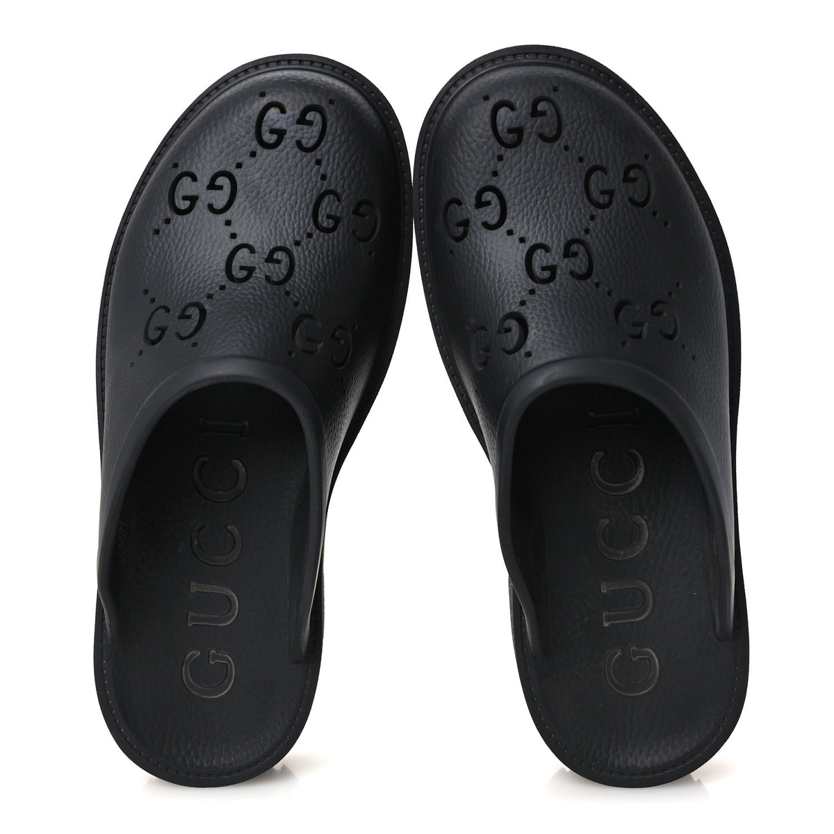Gucci Rubber GG Monogram Perforated Elea Platform 55mm Lug Sole Sandals 41 Black 2 of 10
