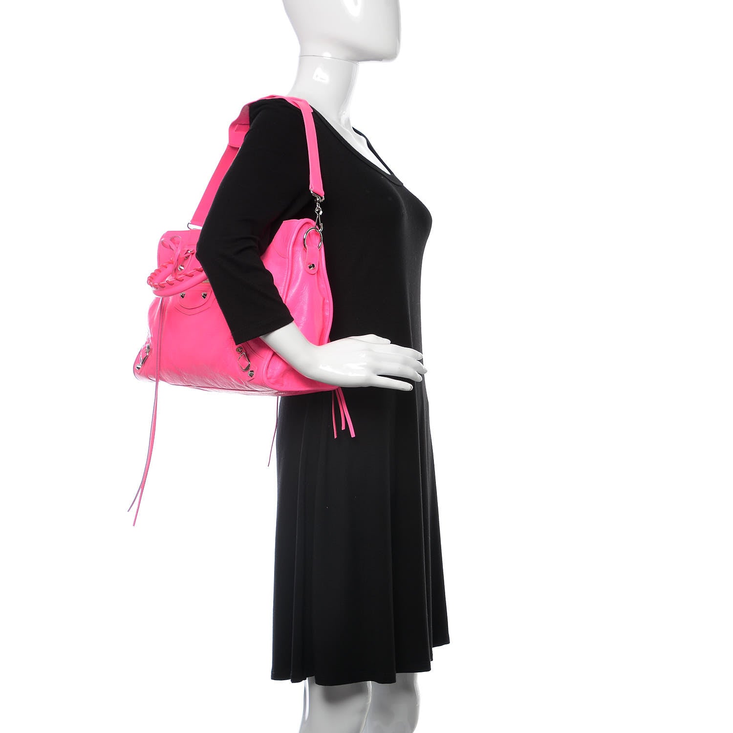 Balenciaga Agneau Classic Silver Hardware City Rose Fluo 2 of 11