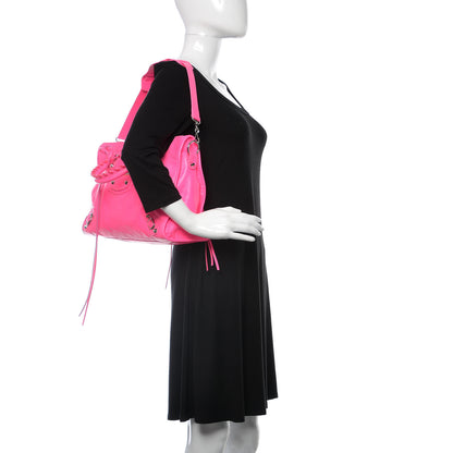 Balenciaga Agneau Classic Silver Hardware City Rose Fluo 2 of 11