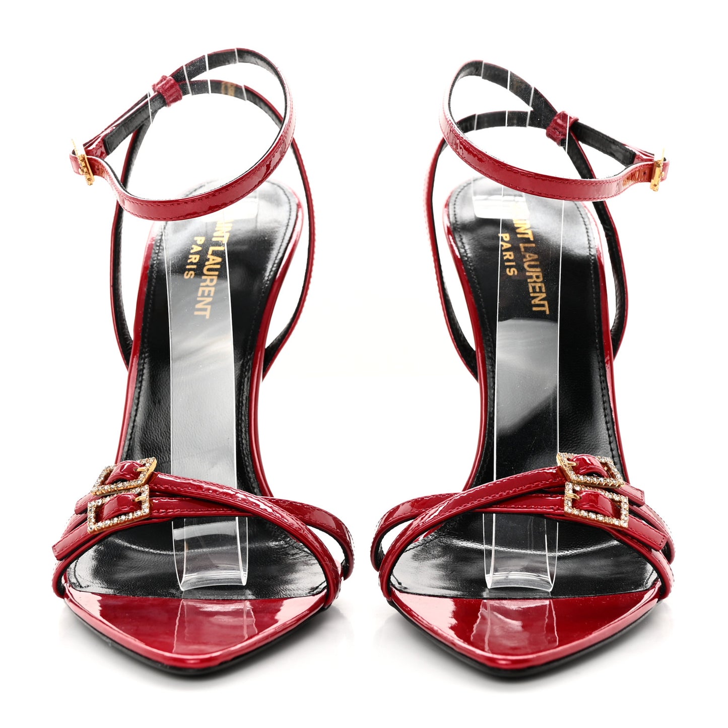 Calfskin Patent Ankle Strap Sandals 39 Tibet Red