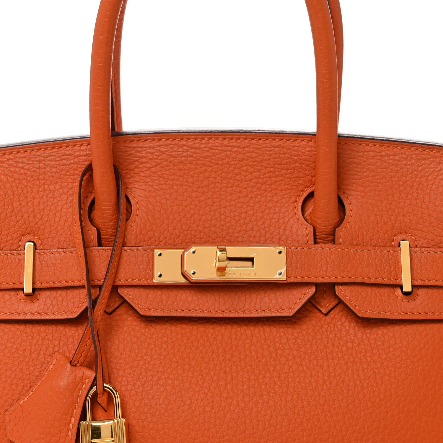 Hermes Taurillon Clemence Birkin 30 Orange 8 of 10