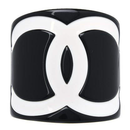 Chanel Resin CC Wide Cuff Black White 1 of 4