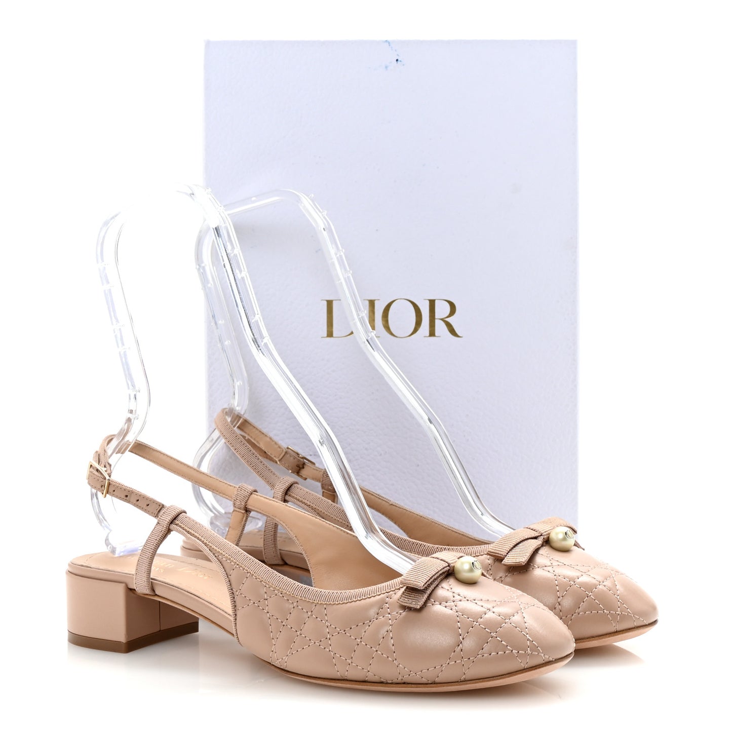 Calfskin Cannage Ballet Slingback Pumps 39.5 Nude