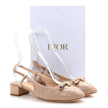Christian Dior Calfskin Cannage Ballet Slingback Pumps 39.5 Nude 10 of 10