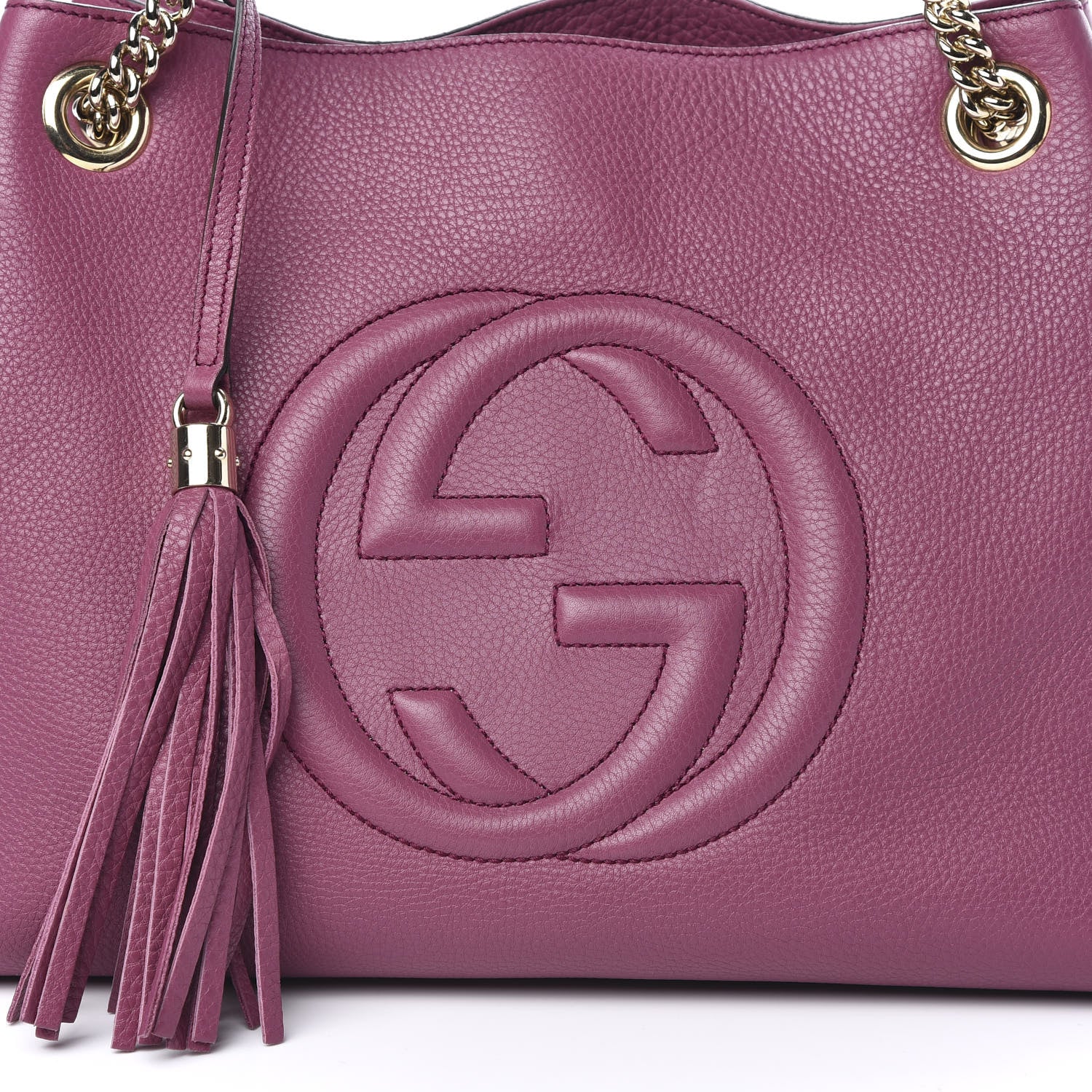 Gucci Pebbled Calfskin Medium Soho Chain Shoulder Bag Peonia Flower 10 of 10