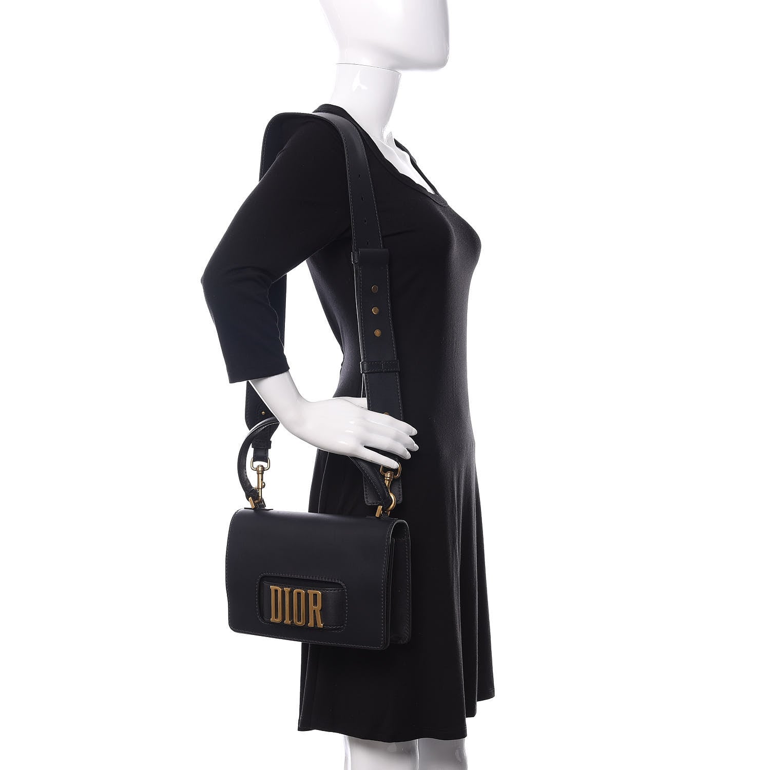 Christian Dior Smooth Calfskin Dio(r)evolution Top Handle Medium Flap Deep Blue 2 of 9