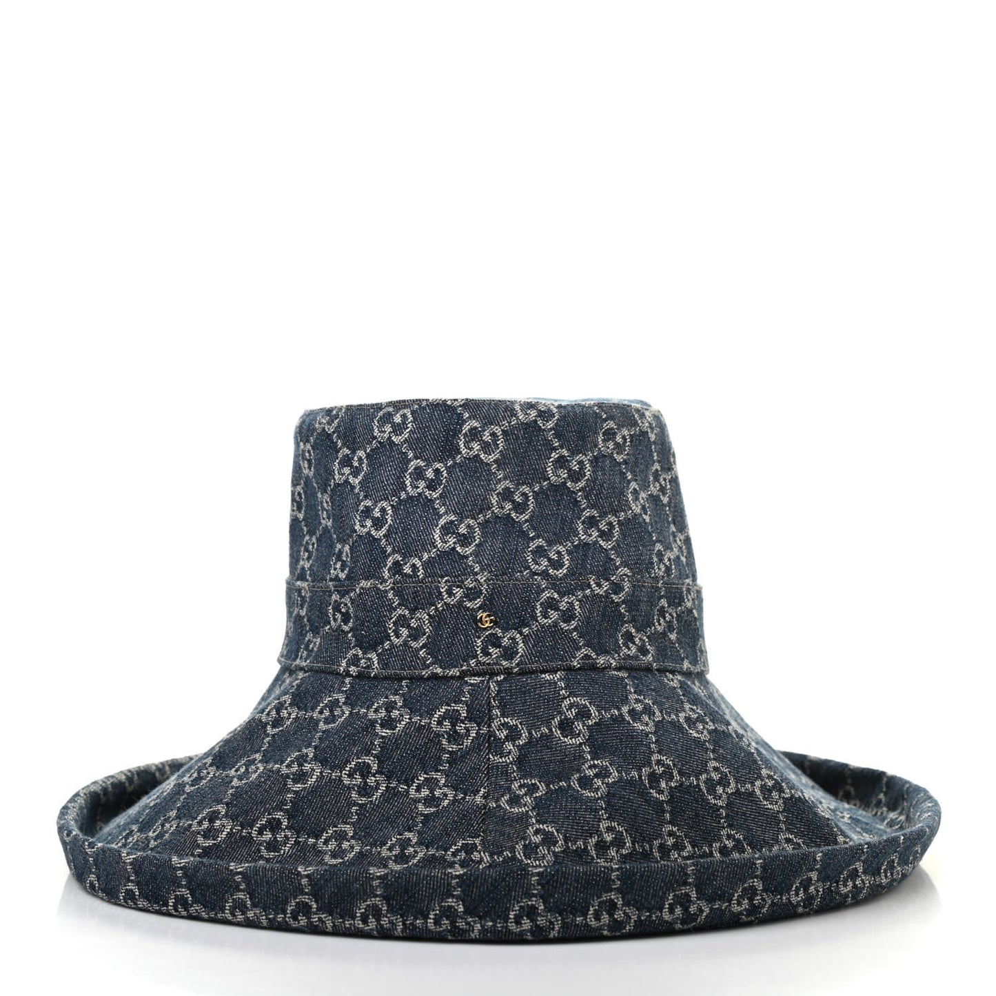Eco Washed Denim GG Monogram Brim Hat L Blue Ivory