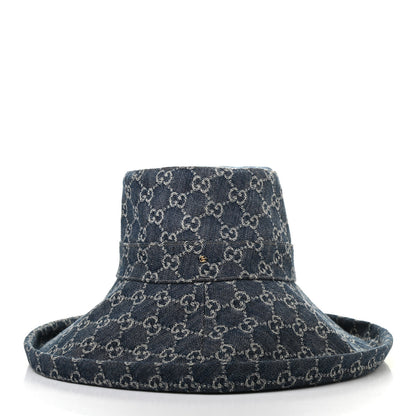 Gucci Eco Washed Denim GG Monogram Brim Hat L Blue Ivory 3 of 10