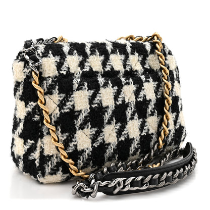 Chanel Tweed Quilted Medium Chanel 19 Flap Black Ecru White 3 of 10