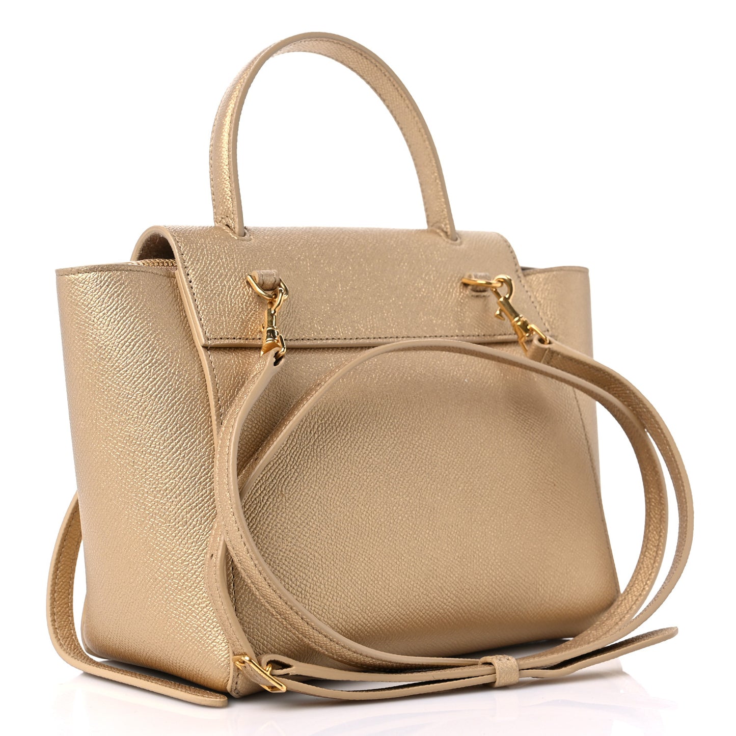 Laminated Calfskin Nano Belt Bag Gold