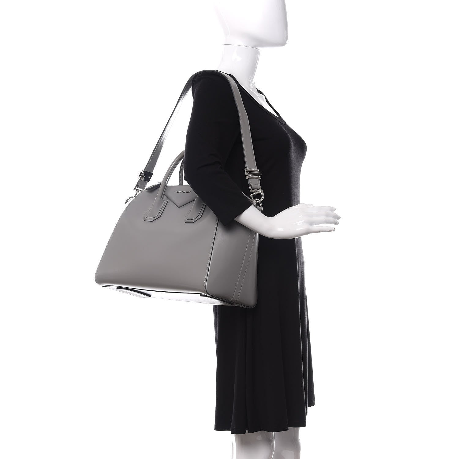 Givenchy Shiny Lord Calfskin Medium Antigona Pearl Grey 2 of 10