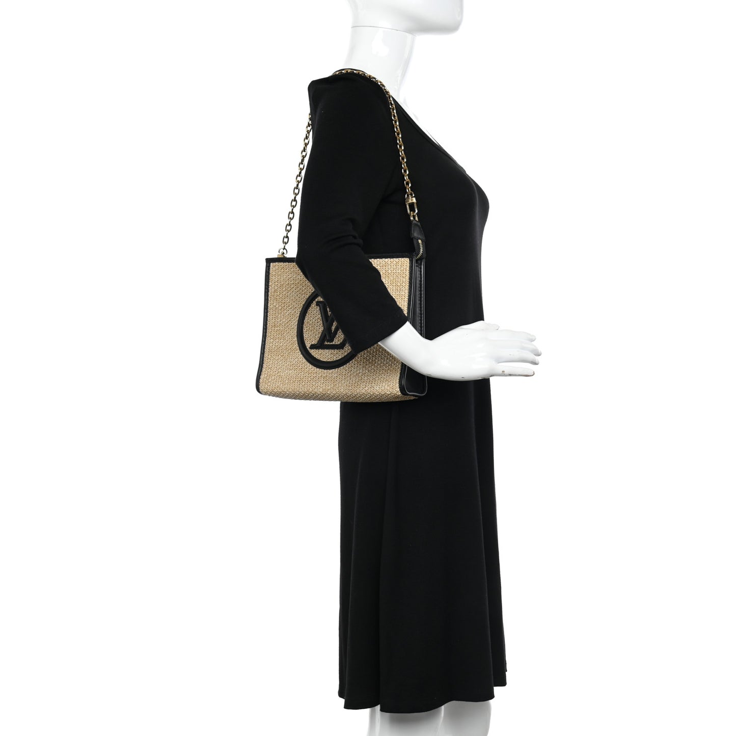 Raffia Calfskin Monogram Giant Pouch