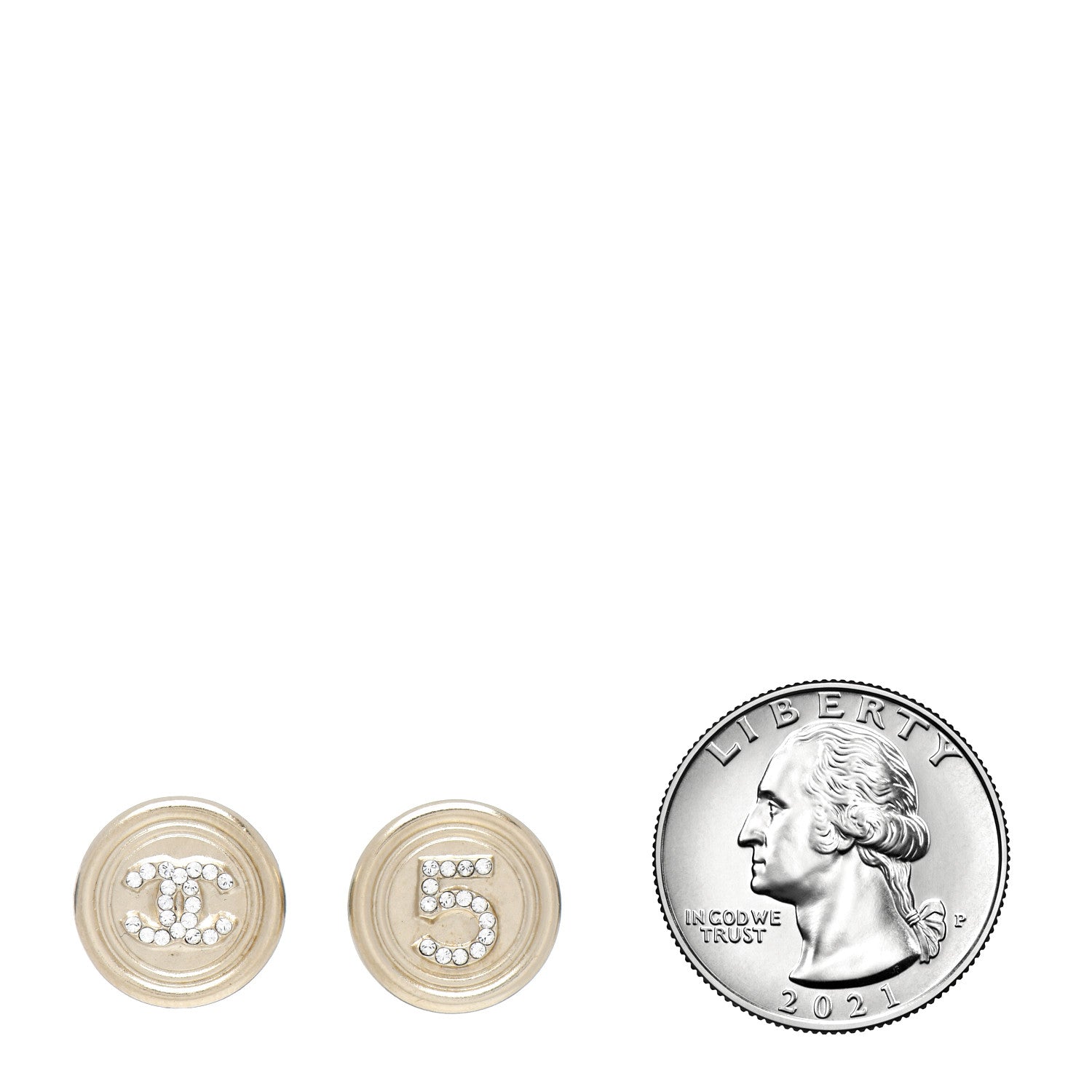 Chanel Crystal CC Round Earrings Light Gold 2 of 5