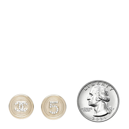Chanel Crystal CC Round Earrings Light Gold 2 of 5