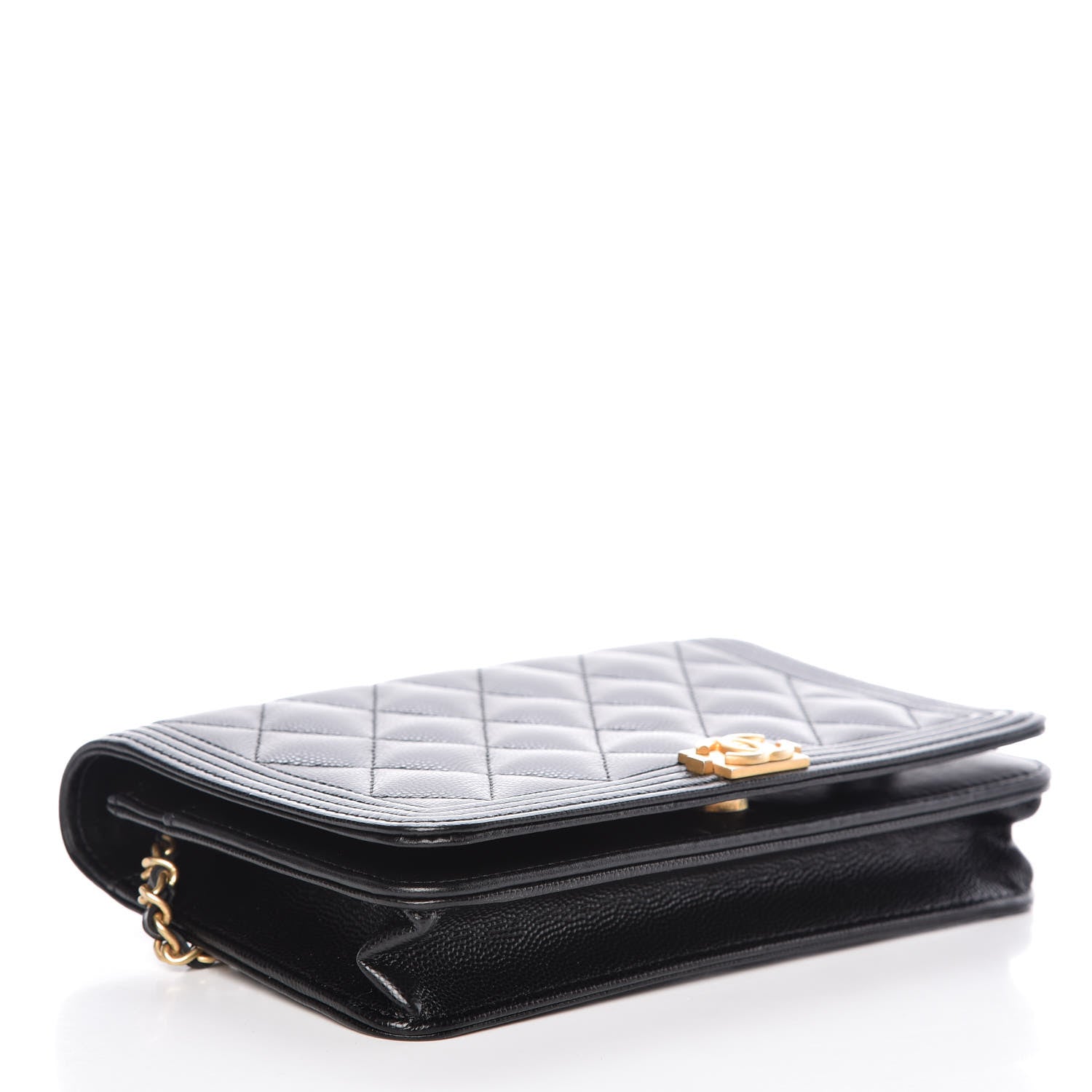 Chanel Caviar Quilted Boy Wallet On Chain WOC Black 4 of 12