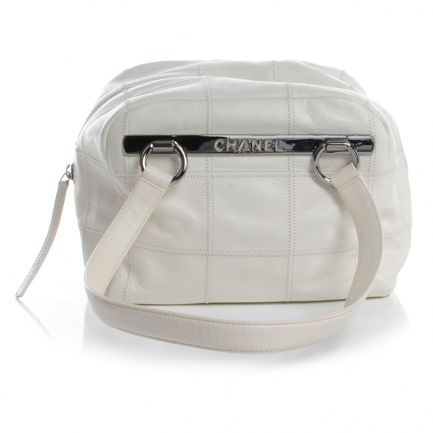 Chanel Leather Square Stitched Bowler White 1 of 7