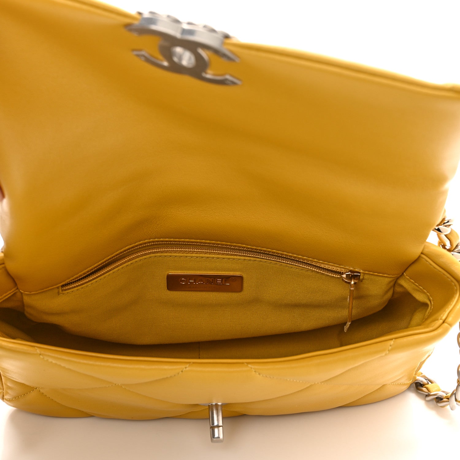 Chanel Lambskin Quilted Medium Chanel 19 Flap Yellow 5 of 11