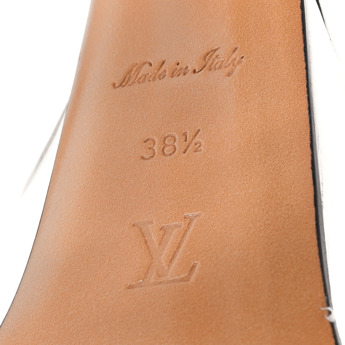 LOUIS VUITTON Metallic Calfskin Fame Platform Sandal 38.5 Argent