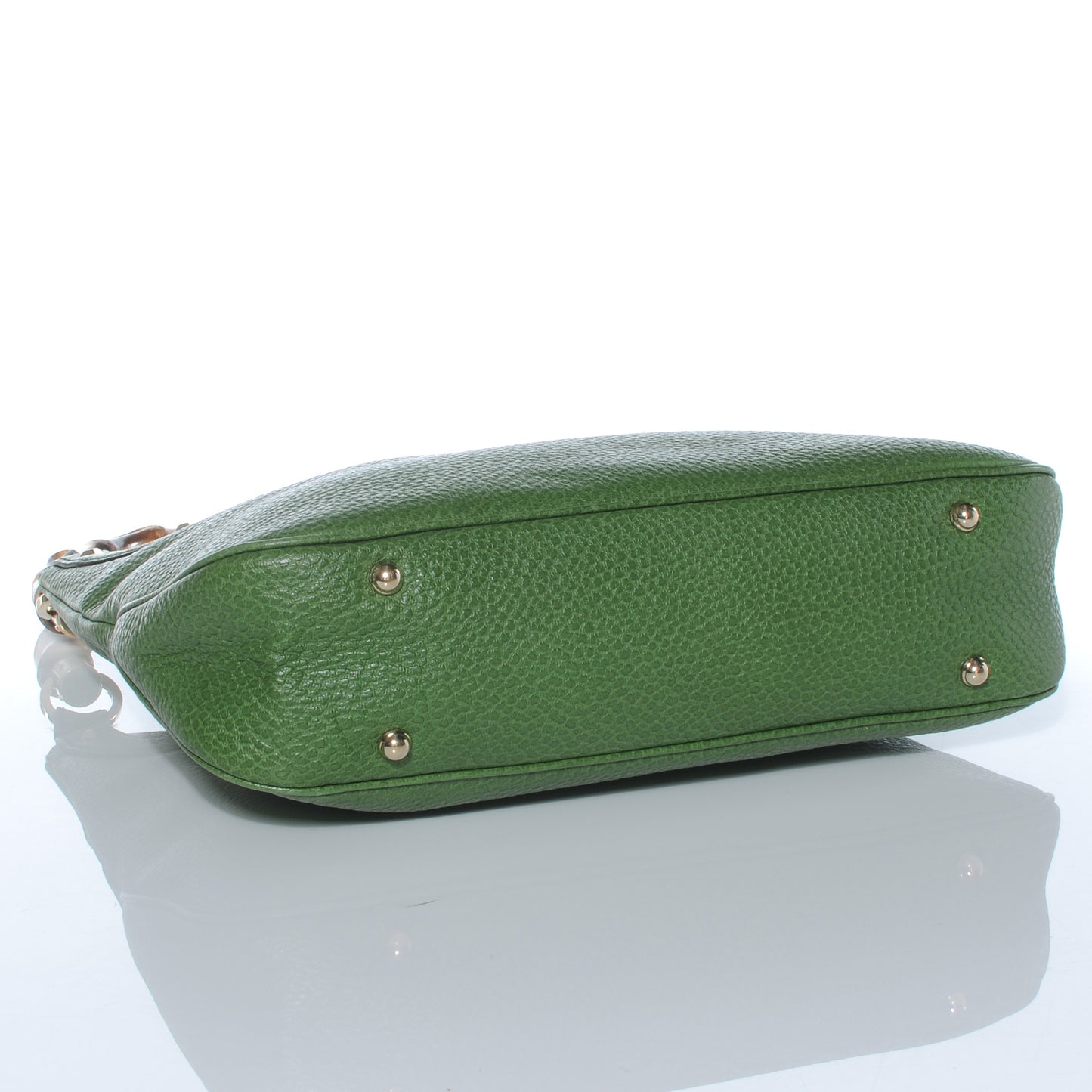 Leather Anita Bamboo Top Handle Bag Green