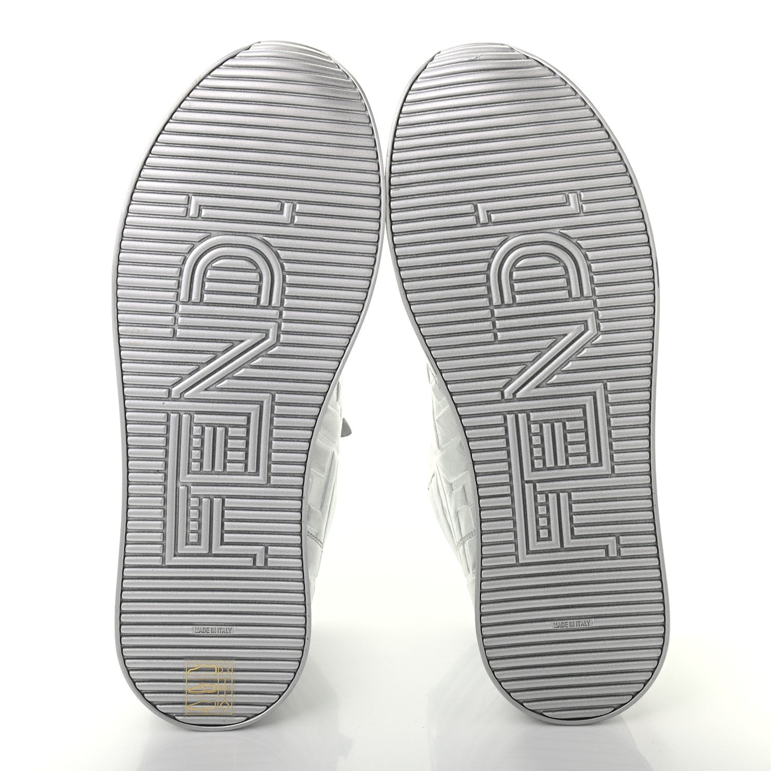 Fendi X NICKI MINAJ Metallic Nappa Macro FF Embossed Prints On High Top Sneakers 38 Silver 5 of 8
