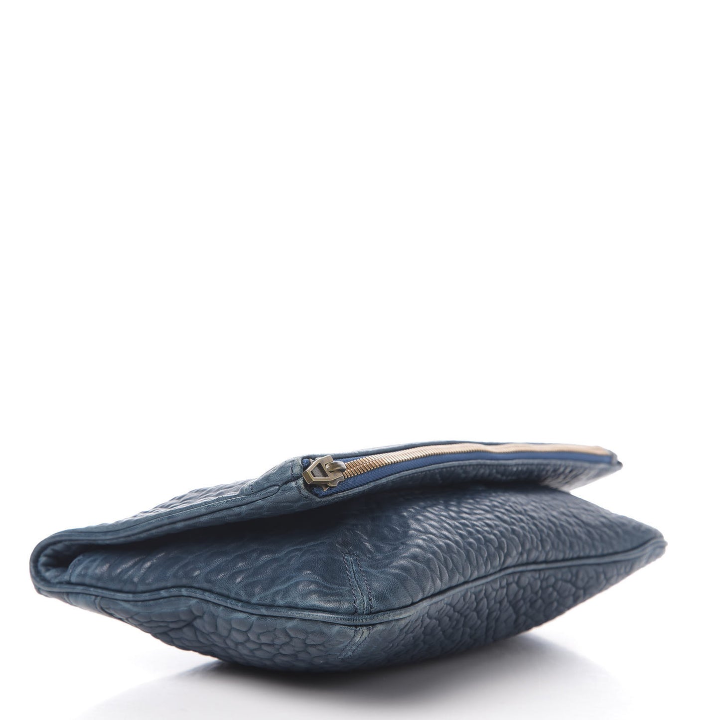 Textured Lambskin Dumbo Fold Over Clutch Blue