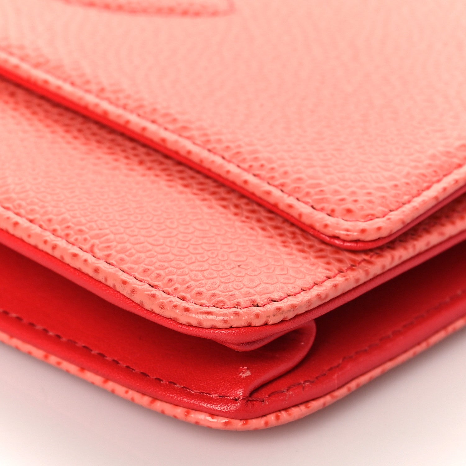 Chanel Caviar Timeless CC Wallet On Chain WOC Coral 9 of 9