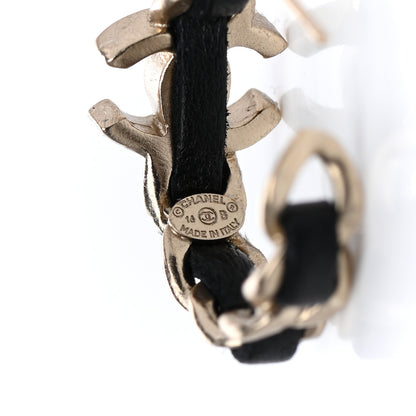 Chanel Lambskin CC Chain Hoop Earrings Matte Gold Black 4 of 4