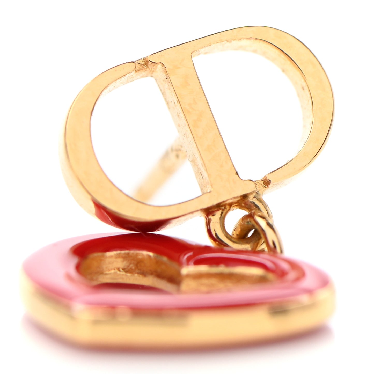 CD Dioramour Heart Earrings Gold Red
