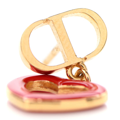 Christian Dior CD Dioramour Heart Earrings Gold Red 4 of 4