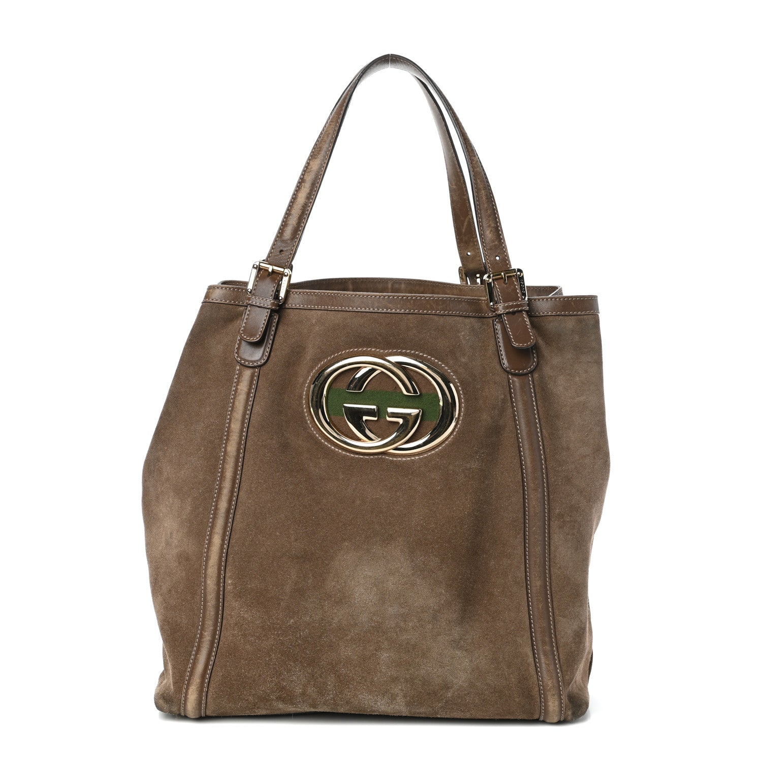 Gucci Suede Large Britt Shoulder Bag Brown 1 of 9