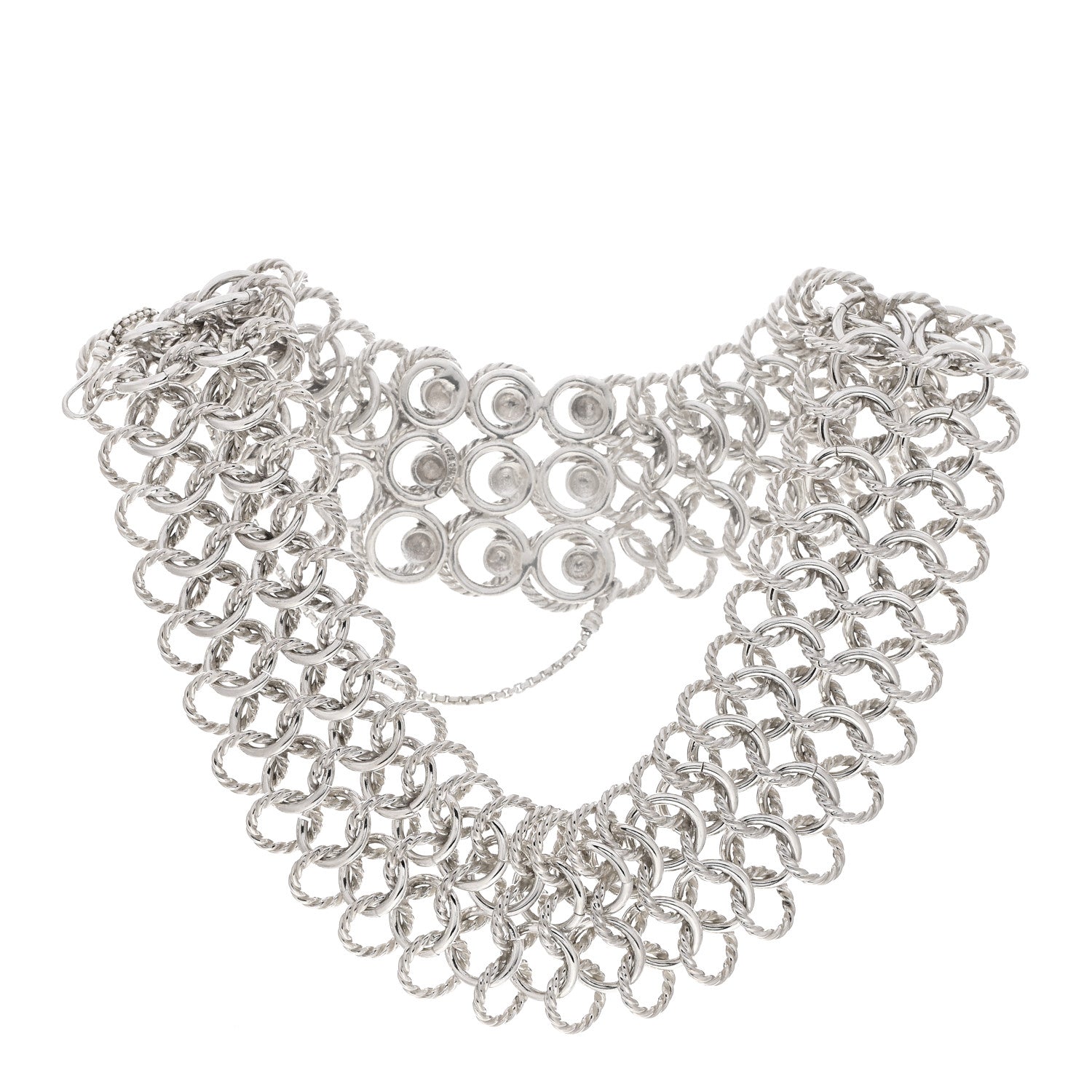 David Yurman Sterling Silver 18K Yellow Gold Circle Link Choker Necklace 1 of 5