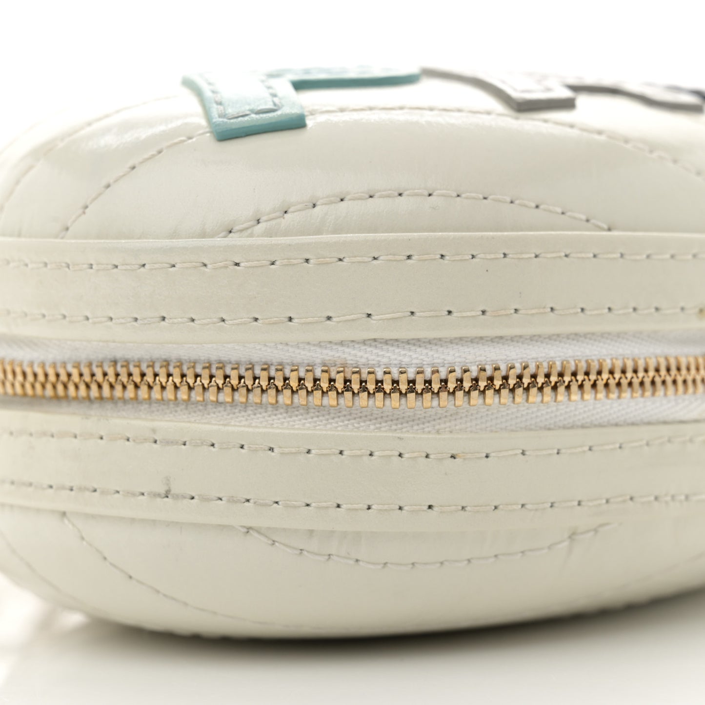 Embroidered Lambskin Chevron Quilted La Pausa Evening Bag White