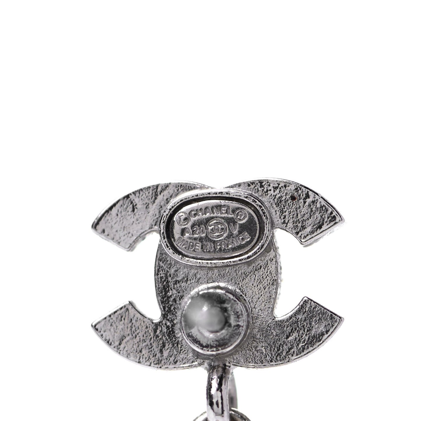 Crystal Pearl CC Drop Earrings Silver