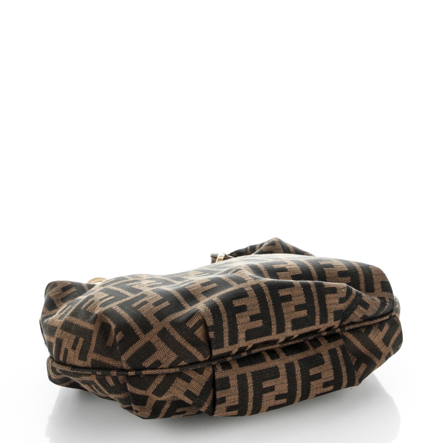 Fendi Zucca Laminated Vachetta Small Chef Chian Hobo Tobacco Bronzo 4 of 6